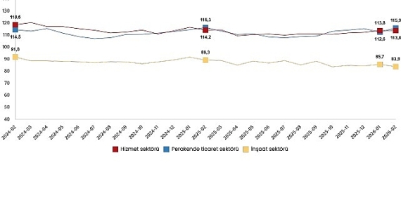 Hizmet, Perakende Ticaret ve İnşaat Güven Endeksleri, Şubat 2026